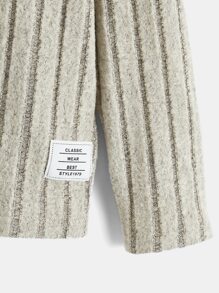 SHEIN 小男童字母補丁細節高領T恤 - 卡其色 - 查看 3