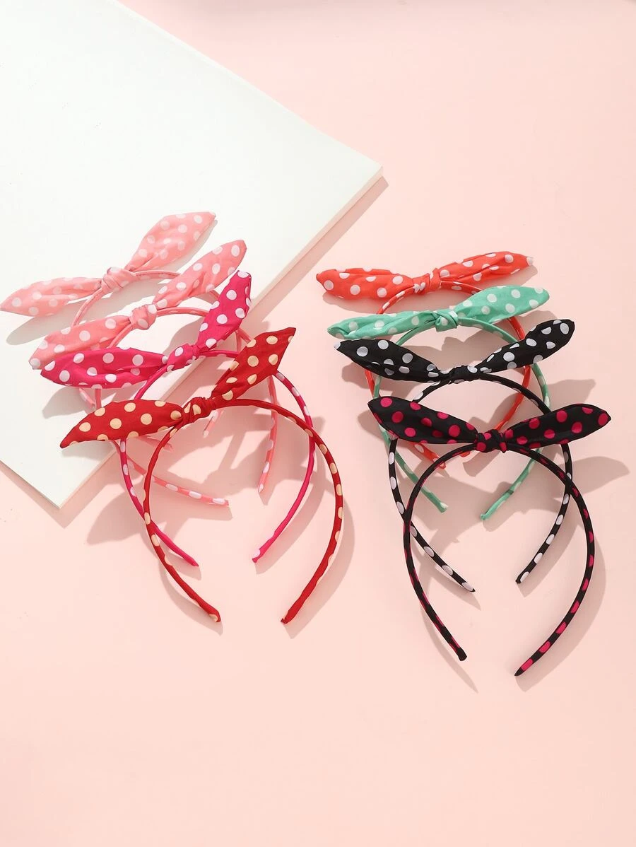 8pcs Girls Polka Dot Pattern Headband - Multicolor - View 1