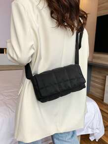 Túi Crossbody Nữ Thùa khuyết Kẻ sọc Có thể điều chỉnh được Mát mẻ - màu đen - Xem 1