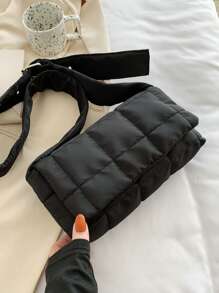 Túi Crossbody Nữ Thùa khuyết Kẻ sọc Có thể điều chỉnh được Mát mẻ - màu đen - Xem 2