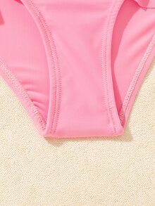 Conjunto de bikini con estampado de frutas y ribete de volantes para niña, verano playa - Multicolor - Ver 4