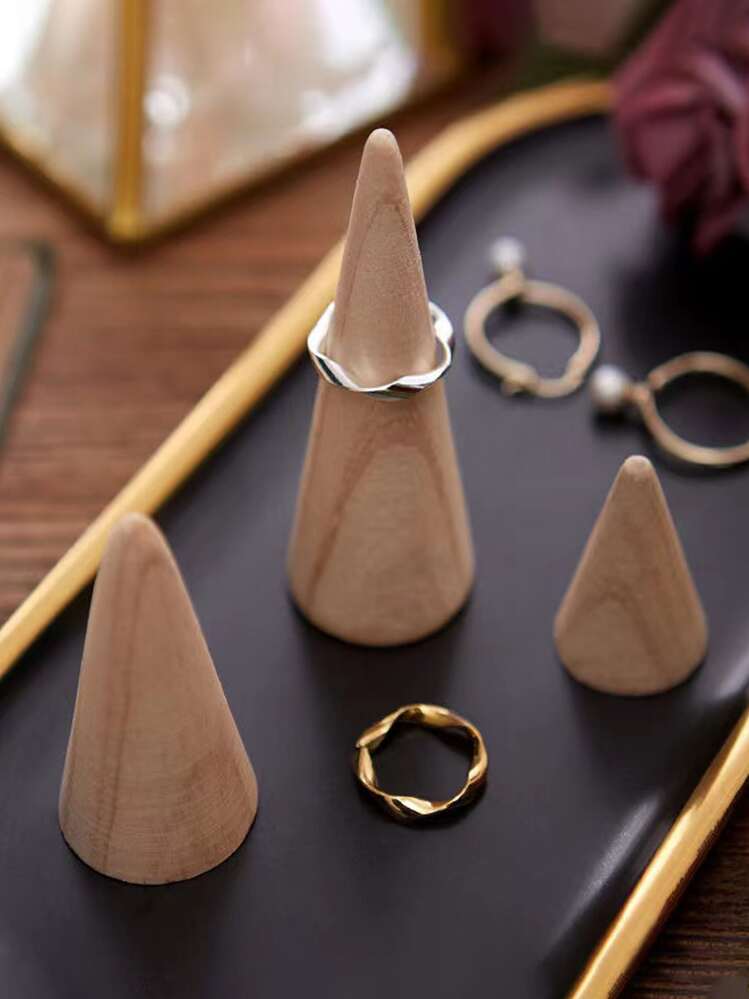 3pcs Cone Design Ring Storage Rack, Gift For Valentine's Day - Brown - View 1