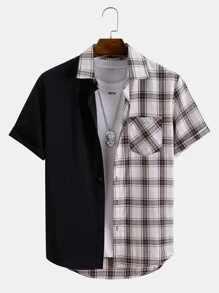 Manfinity Men Plaid Print Button Front Shirt Without Tee - Multicolor - View 1