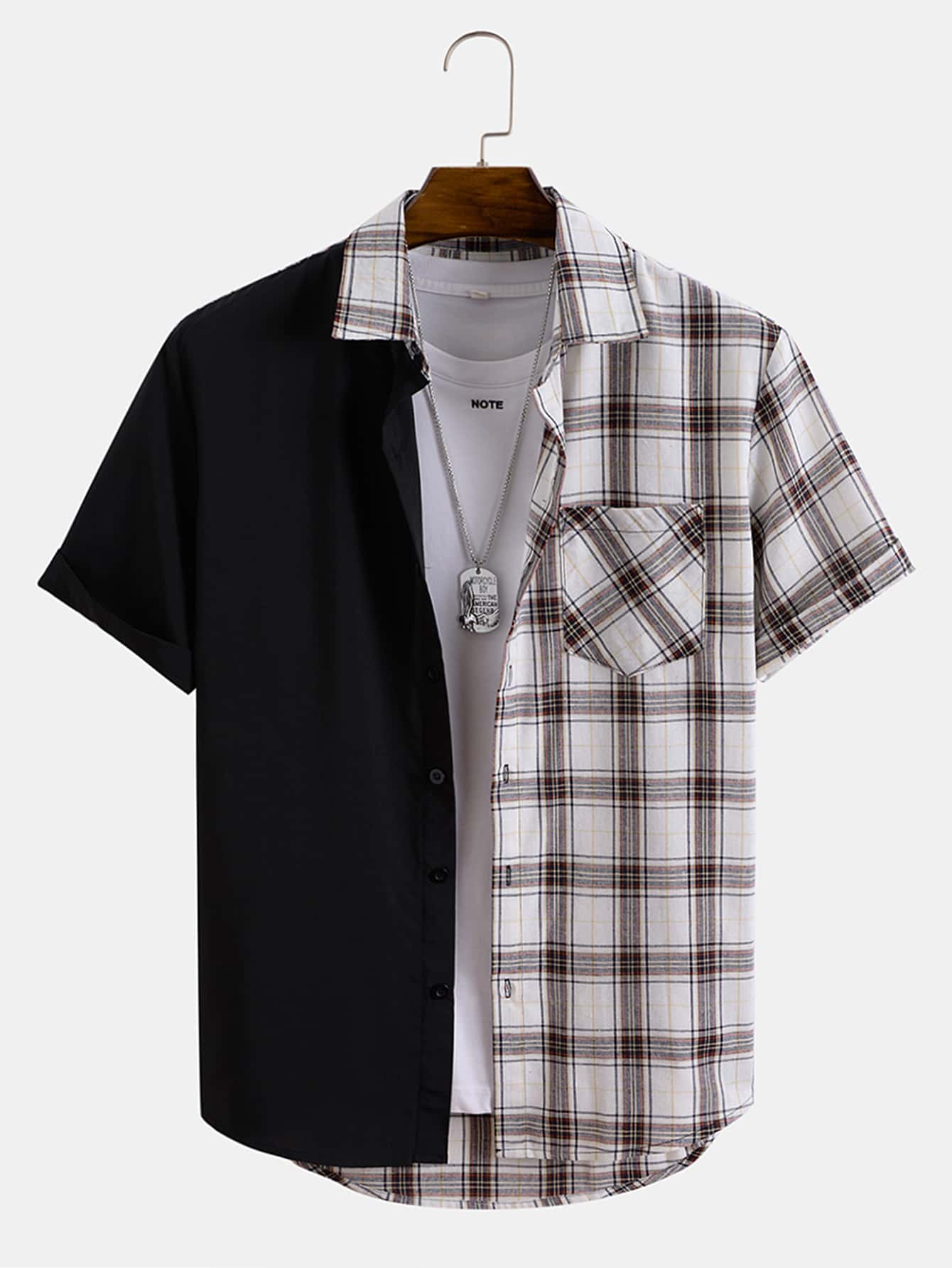 Manfinity Men Plaid Print Button Front Shirt Without Tee - Multicolor - View 1