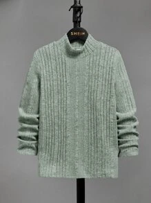 SHEIN Chicos Camiseta de cuello alto tejido de canalé - verde menta - Ver 1