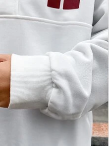 Manfinity Men Letter Graphic Quarter Zip Drop Shoulder Sweatshirt - White - View 3