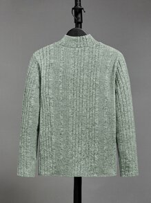 SHEIN Chicos Camiseta de cuello alto tejido de canalé - verde menta - Ver 2