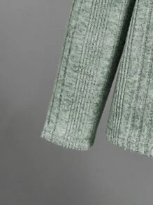 SHEIN Chicos Camiseta de cuello alto tejido de canalé - verde menta - Ver 3