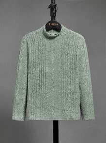 SHEIN Chicos Camiseta de cuello alto tejido de canalé - verde menta - Ver 4