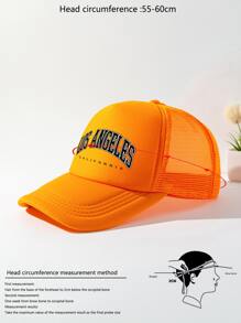 Men Letter Graphic Trucker Hat Casual - Orange - View 4