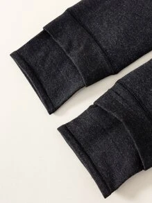 小女童素色毛絨襯裡褲襪 - 深灰色 - 查看 4
