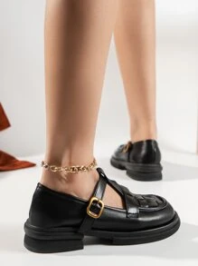 Minimalist Flatform Mary Jane Shoes - Black - View 2