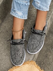 Kích Thước Lớn Slouchy Vải Bố Nữ Thời Trang Giày Đi Bộ Mềm Đế Thoáng Khí Nhẹ Giày Thể Thao - Xám - Xem 2