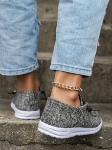 Kích Thước Lớn Slouchy Vải Bố Nữ Thời Trang Giày Đi Bộ Mềm Đế Thoáng Khí Nhẹ Giày Thể Thao - Xám - Xem 3