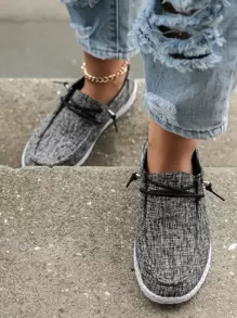 Kích Thước Lớn Slouchy Vải Bố Nữ Thời Trang Giày Đi Bộ Mềm Đế Thoáng Khí Nhẹ Giày Thể Thao - Xám - Xem 4