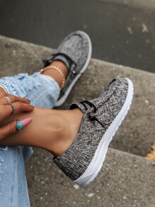 Kích Thước Lớn Slouchy Vải Bố Nữ Thời Trang Giày Đi Bộ Mềm Đế Thoáng Khí Nhẹ Giày Thể Thao - Xám - Xem 5