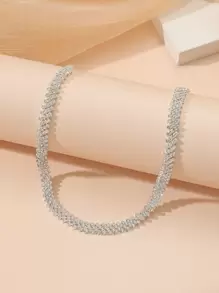 Women Elegant Rhinestone Decor Choker - Silver - View 2