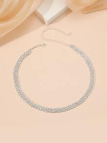 Women Elegant Rhinestone Decor Choker - Silver - View 3