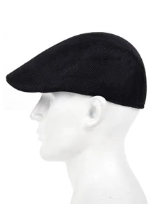 1pc Men's Solid Color Forward Cap - Black - View 2