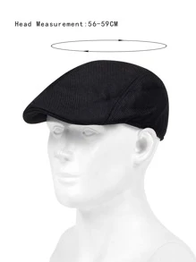 1pc Men's Solid Color Forward Cap - Black - View 3