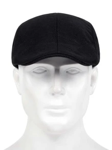 1pc Men's Solid Color Forward Cap - Black - View 4