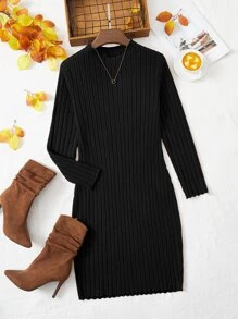 SHEIN LUNE Plus Solid Bodycon Summer Dress - Black - View 1