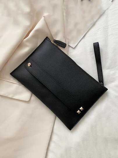 New Arrival Fashionable Big Capacity Square Clutch Bag With Animal Embossing, Solid Color Design Ideal For Casual, Simple And Elegant, Multi-functional For Storing Cash, Mobile Phone And Other Supplies For Working, Studying And Daily Life. Suitable For Office Workers, White Collar And College Students Who Can Use It As A Handbag Or Wristlet.