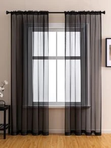 1入組灰色紗簾帶杆 - 黑色 - 查看 1