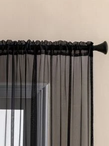 1入組灰色紗簾帶杆 - 黑色 - 查看 2