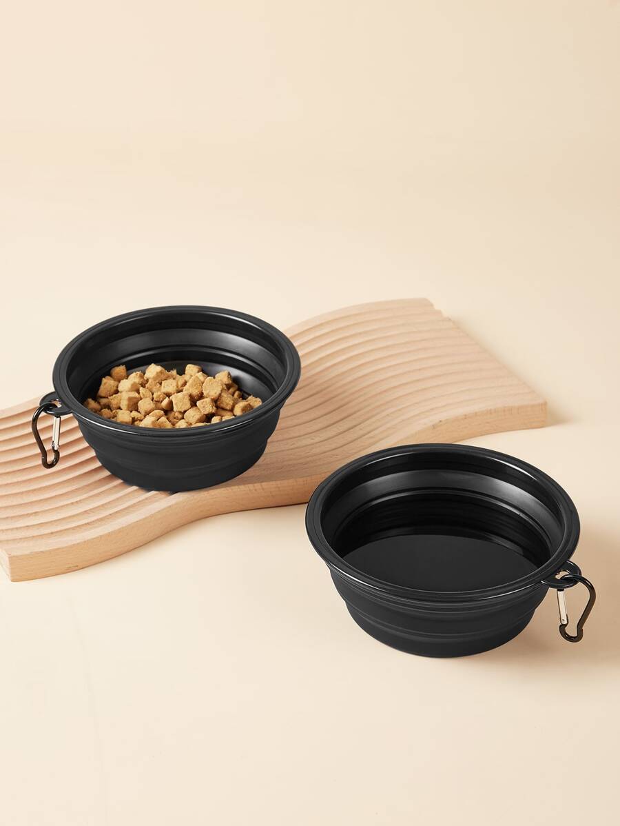 1pc Foldable Pet Travel Bowl, Dog Outdoor Supplies, Water Bottle, Camping - Black - View 1