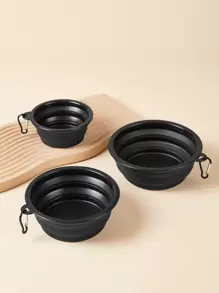 1pc Foldable Pet Travel Bowl, Dog Outdoor Supplies, Water Bottle, Camping - Black - View 2