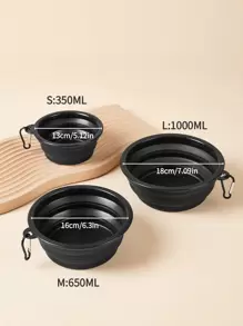 1pc Foldable Pet Travel Bowl, Dog Outdoor Supplies, Water Bottle, Camping - Black - View 4