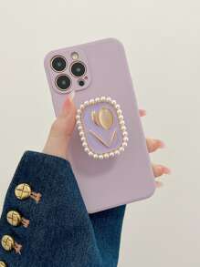 Ốp lưng điện thoại hình hoa tulip đính ngọc trai giả, tương thích với iPhone 15 Pro Max, và S23. - Màu tím - Xem 1