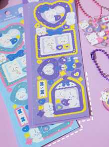 4入組卡通圖案貼紙 - 彩色 - 查看 3