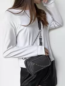 Túi Crossbody Nữ Chuỗi màu trơn Có thể điều chỉnh được không giớ tính - Xám - Xem 1