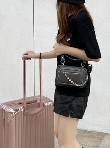Túi Crossbody Nữ Chuỗi màu trơn Có thể điều chỉnh được không giớ tính - Xám - Xem 3
