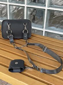 Túi Crossbody Nữ Chuỗi màu trơn Có thể điều chỉnh được không giớ tính - Xám - Xem 2