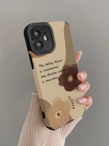 Funda para móvil con estampado de slogan y flor - Multicolor - Ver 1