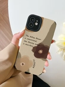 Funda para móvil con estampado de slogan y flor - Multicolor - Ver 2