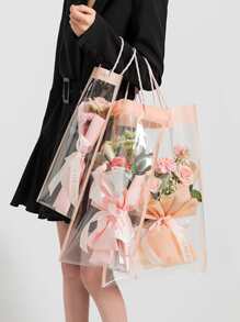 3 piezas bolsa de plástico para envolver flores, bolsa de embalaje de ramo transparente para el Día de San Valentín para fiestas - Multicolor - Ver 1