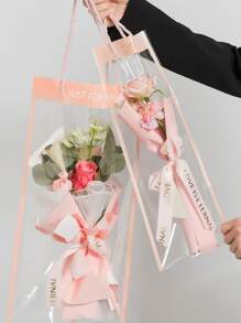 3 piezas bolsa de plástico para envolver flores, bolsa de embalaje de ramo transparente para el Día de San Valentín para fiestas - Multicolor - Ver 3