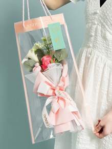 3 piezas bolsa de plástico para envolver flores, bolsa de embalaje de ramo transparente para el Día de San Valentín para fiestas - Multicolor - Ver 5