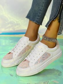 Lace-up Front Skate Shoes - White - View 3