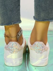 Lace-up Front Skate Shoes - White - View 5