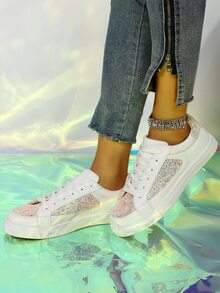 Lace-up Front Skate Shoes - White - View 6