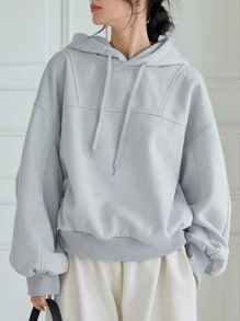 DAZY Hoodie mit Drop Shoulder Tunnelzug - Hellgrau - Übersicht 1