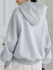 DAZY Hoodie mit Drop Shoulder Tunnelzug - Hellgrau - Übersicht 2