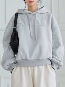 DAZY Hoodie mit Drop Shoulder Tunnelzug - Hellgrau - Übersicht 3