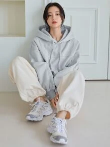 DAZY Hoodie mit Drop Shoulder Tunnelzug - Hellgrau - Übersicht 6