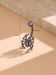 Perfect Piercing Rhinestone & Spider Decor Navel Belly Ring Stainless Steel Magnetic Septum Body Jewelry Gift For Women & Men Non-Piercing - Gun Black - View 3